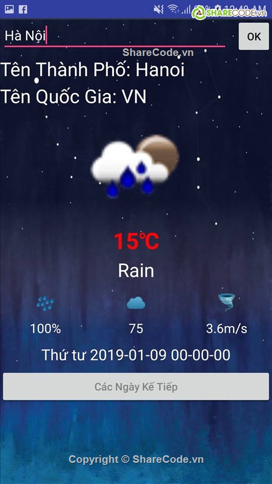 Đồ án,thời tiết,dự báo thời tiết,ứng dụng dự báo thời tiết,app dự báo thời tiết,code android dự báo thời tiết