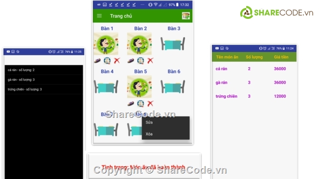 gọi món ăn,full project android,code món ăn,ứng dụng gọi món ăn,quản lý món ăn