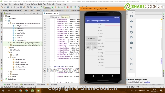 quan ly nhan vien,quan ly nhan vien android,quan ly thong tin nhan vien android,quan ly nhan vien android sqlite