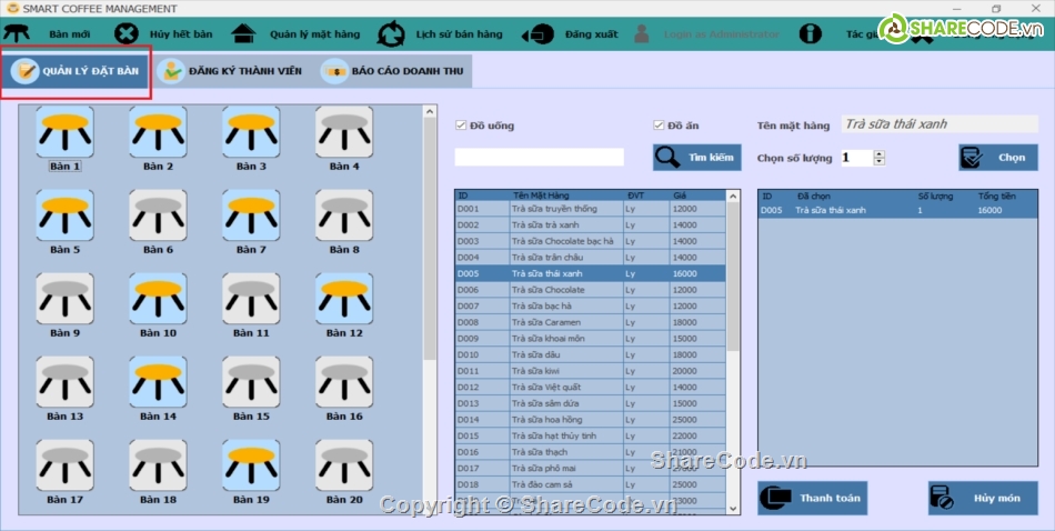 Phần mềm quản lý quán cafe,quản lý  Quán Cafe,Phần mềm quản lý C#,quản lý coffee,source code quản lý quán cafe,full code phần mềm quản lý