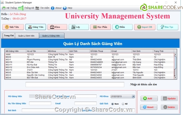 University Management System,quản lý điểm,phần mềm quản lý điểm