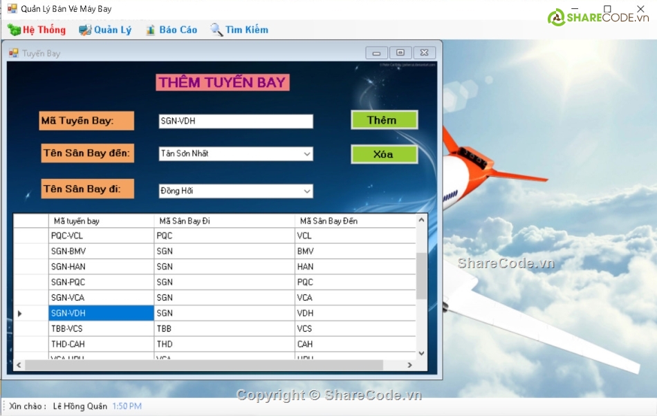 bán vé chuyến bay,đồ án bán vé máy bay,bán vé máy bay c#,quản lý bán vé máy bay c#