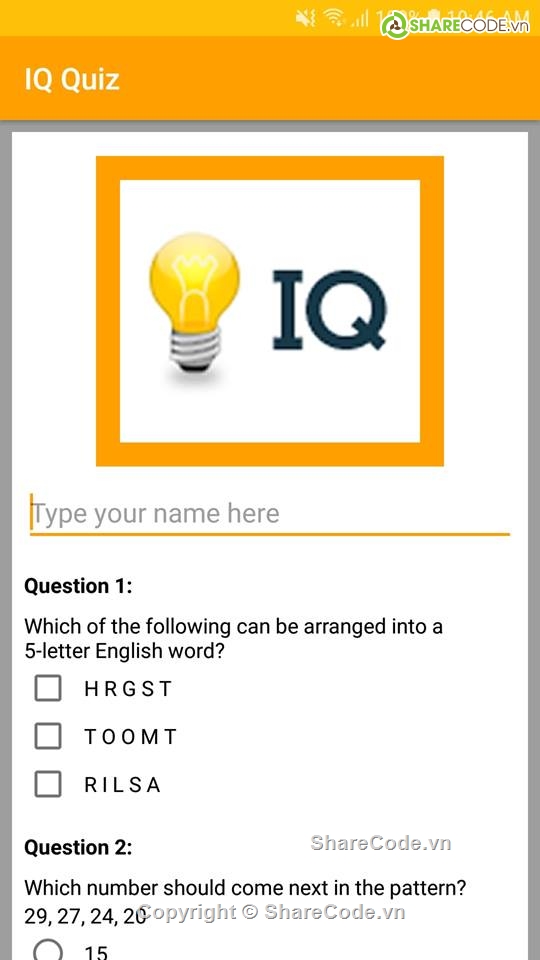 Ứng dụng android,iq test,game iq test,thi trắc nghiệm,test iq,đề thi trắc nghiệm