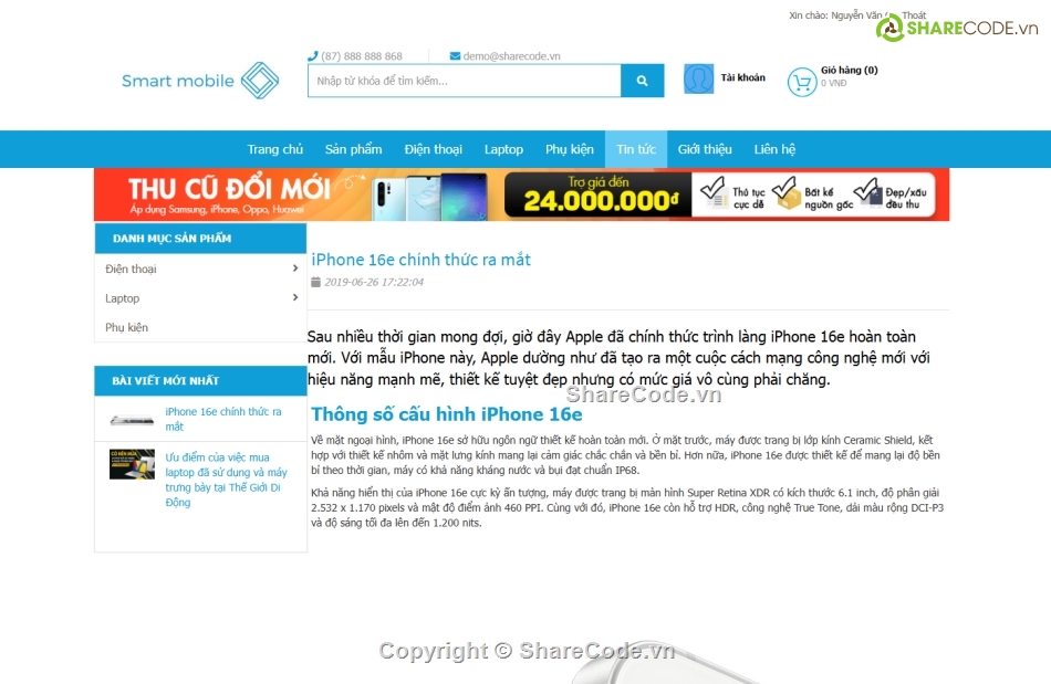 Đồ án Web bán điện thoại,code website điện thoại đẹp,website bán điện thoại,website bán laptop,website php mysql bootstrap,website bán hàng