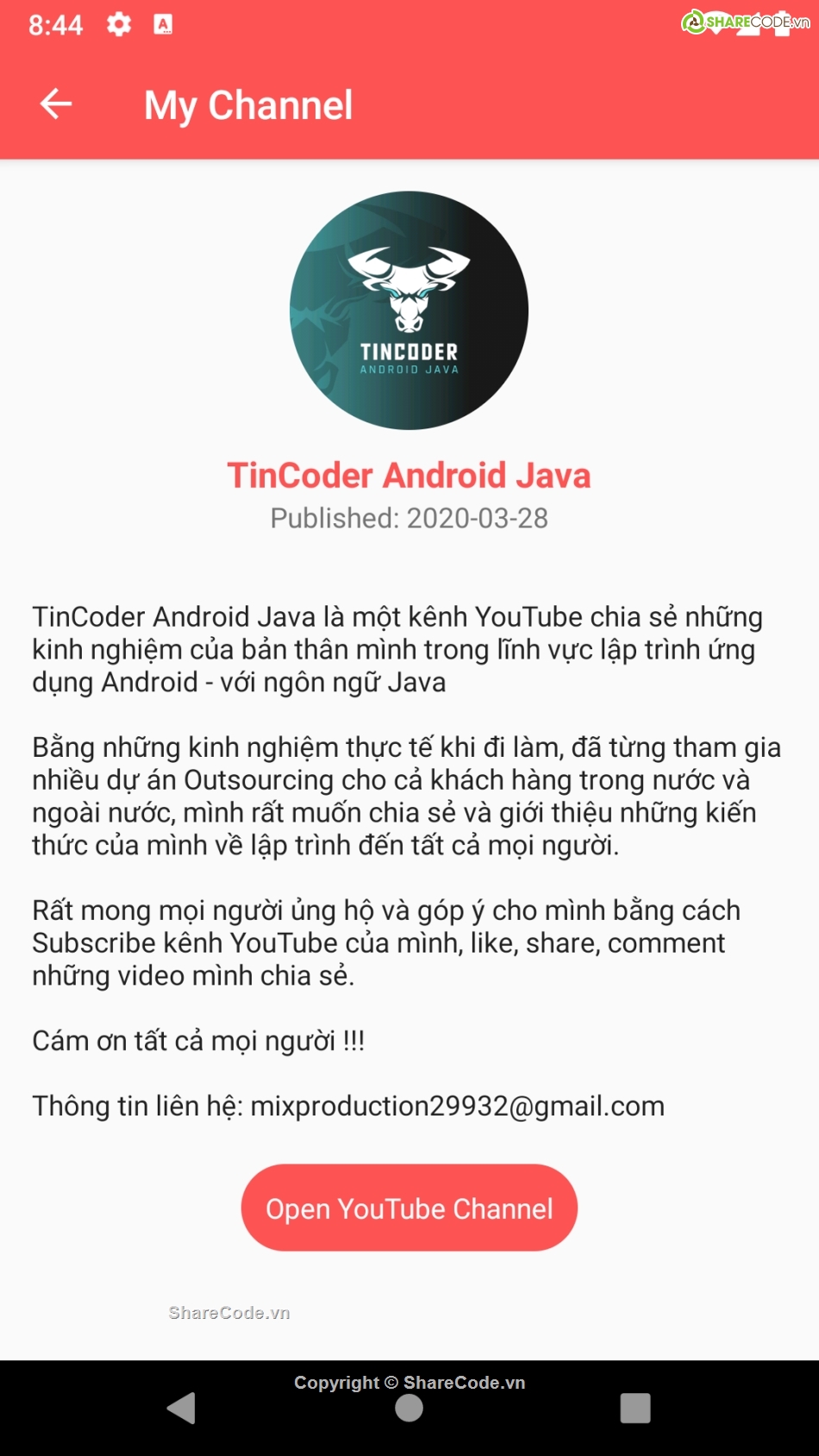 YouTube Channel Android Application,android youtube channel app,source code youtube channel app,youtube channel app android kotlin,youtube api v3 android app,play video youtube on android studio