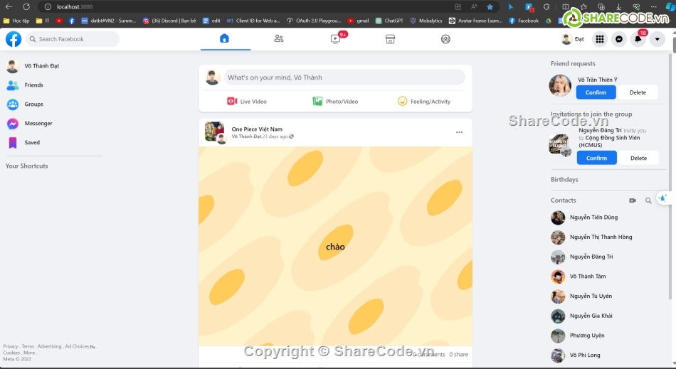 code đồ án,source code website,mern stack,mạng xã hội,facebook