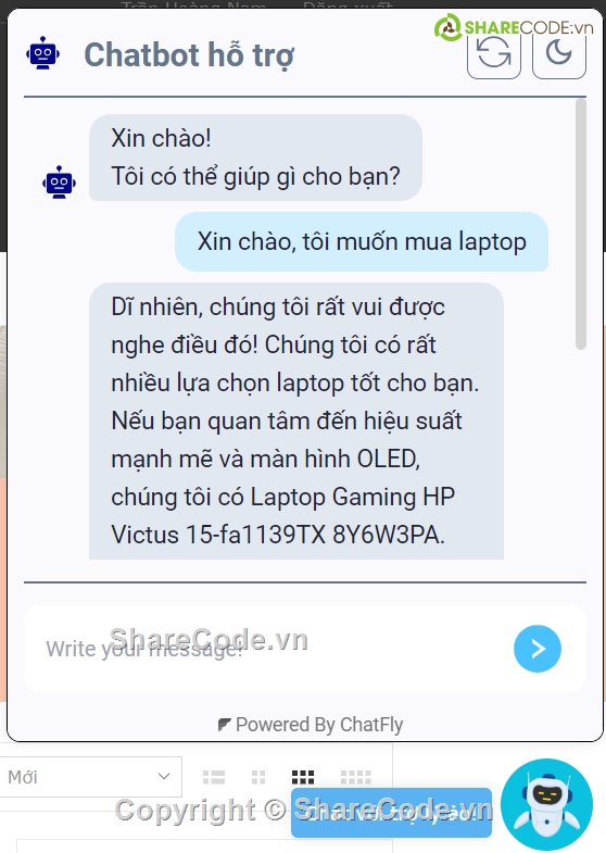 Chatbot AI,Laravel Framework,Thương mại điện tử,đồ án công nghệ thông tin