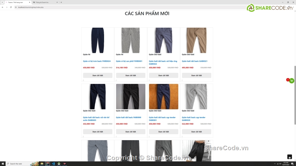 Đồ án thời trang php mysql,web bán đồ thời trang nam php mysql,web thời trang nam thanh toán online