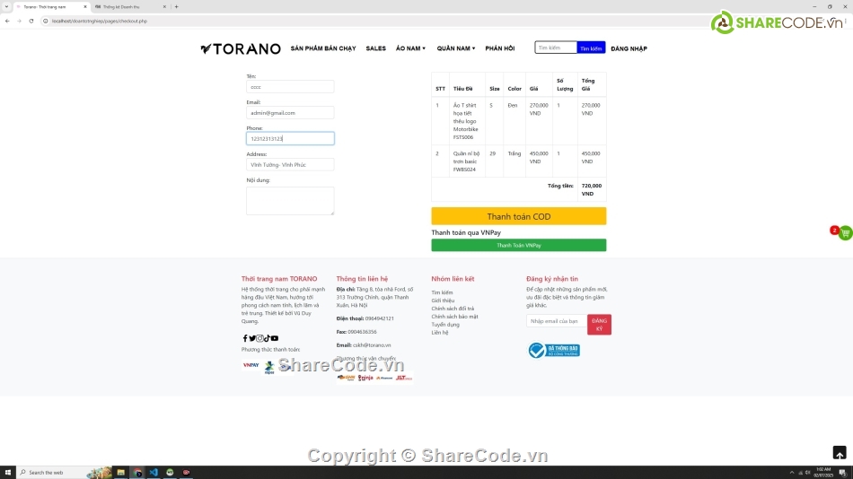 Đồ án thời trang php mysql,web bán đồ thời trang nam php mysql,web thời trang nam thanh toán online