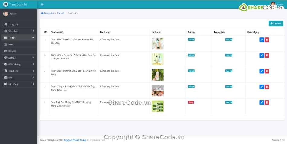 Laravel,Website bán mỹ phẩm laravel,Laravel 10,Web bán hàng laravel 10,đồ án website bán mỹ phẩm laravel,Báo Cáo Đồ án Website