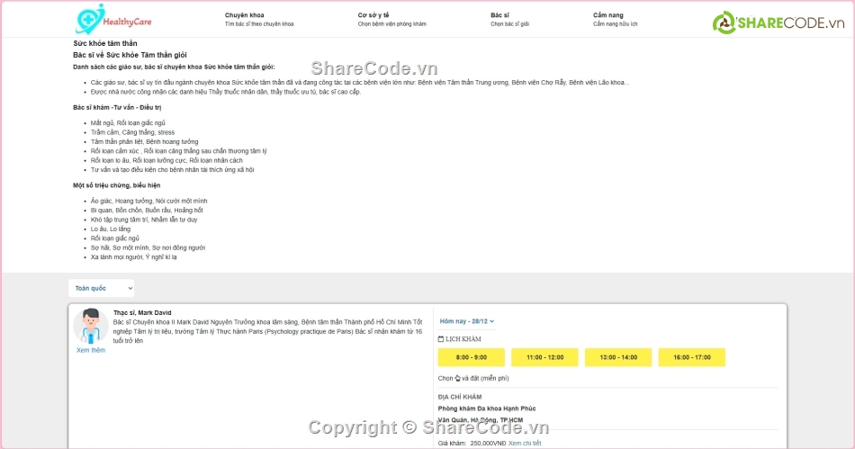 Website Đặt lịch khám bệnh,Website đặt lịch khám bệnh online,code đồ án đặt lịch khám bệnh