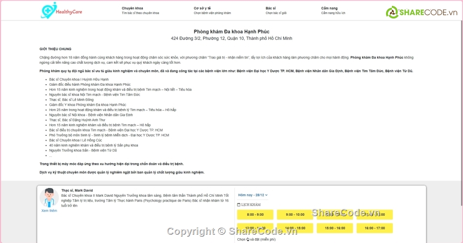 Website Đặt lịch khám bệnh,Website đặt lịch khám bệnh online,code đồ án đặt lịch khám bệnh
