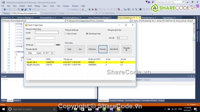 c# form,đồ án,do an,code c# dễ hiểu,quản lí ngân hàng c#,c# quản lí