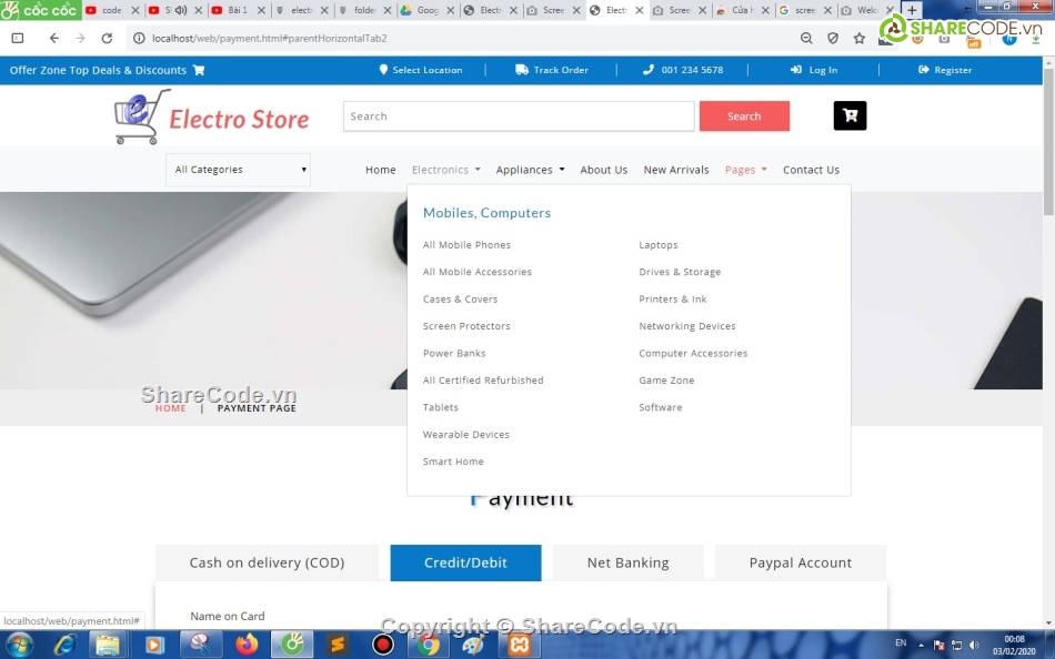 Web điện máy,Đồ án web PHP,Đồ án Web Electro Store,Giao diện Web điện máy PHP,Web điện tử PHP