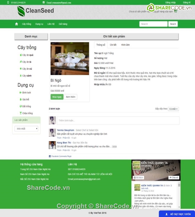 website bán hàng,website php,website quản lý,đồ án web php,web bán hạt giống,web bán rau củ quả