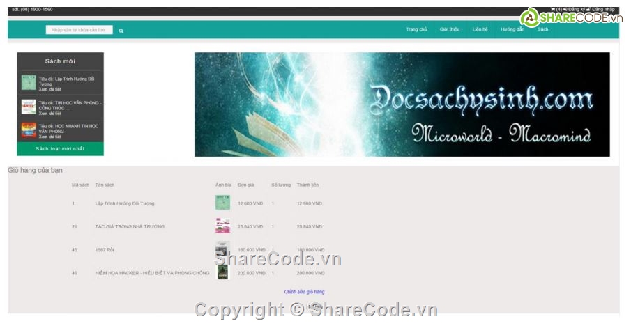 website giới thiệu sách,code đồ án web bán sách,website mua bán sách,Website Giới thiệu sách MVC