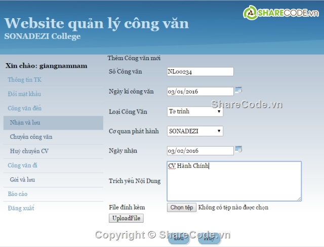 phần mềm quản lý công văn,ASP.Net,quản lý công văn,đồ án tốt nghiệp,web quản lý công văn