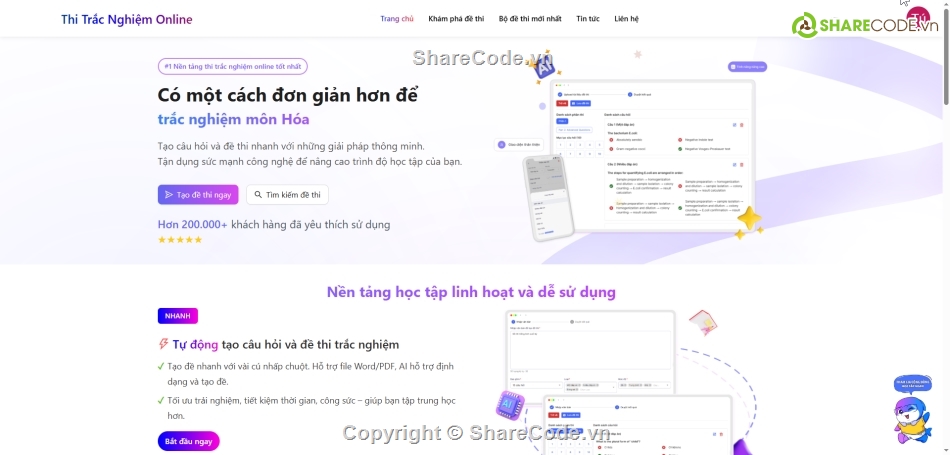 ReactJS,NodeJS,Thi trắc nghiệm online,Reponsive mobile,đồ án thi trắc nghiệm,web site thi trắc nghiệm
