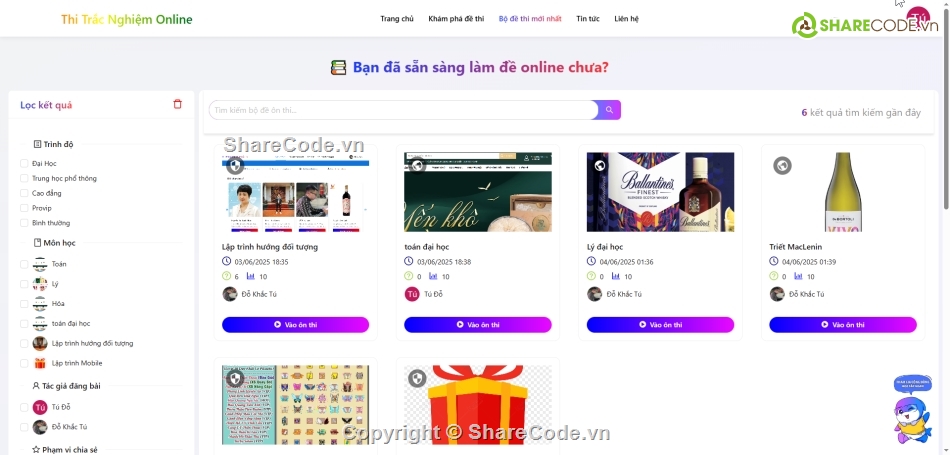 ReactJS,NodeJS,Thi trắc nghiệm online,Reponsive mobile,đồ án thi trắc nghiệm,web site thi trắc nghiệm