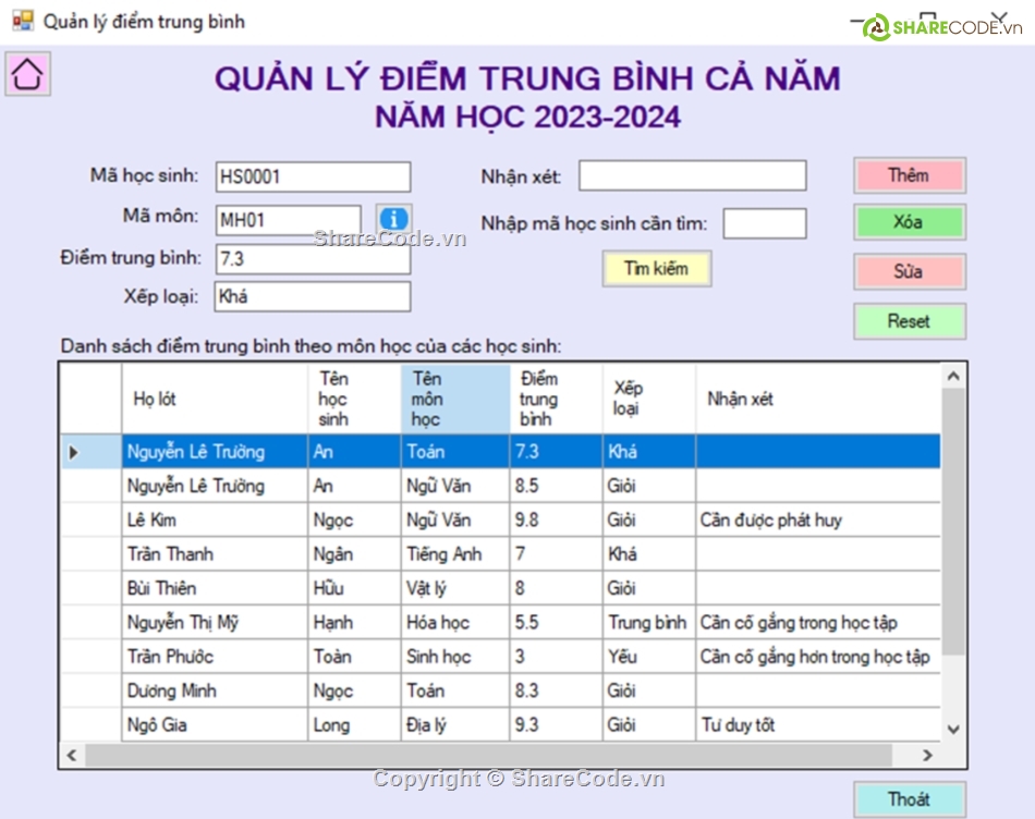 Code đồ án,phần mềm C#,Quản lý học sinh,C#,winform,phần mềm