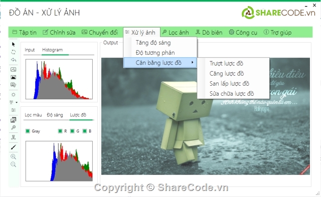 xử lý ảnh,Đồ án xử lý ảnh,Cân bằng lược đồ Histogram,Dò biên ảnh,lọc ảnh,Tăng cường ảnh