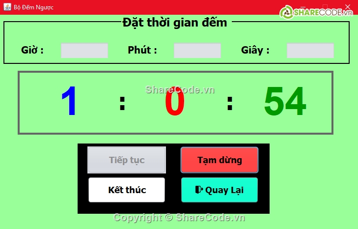 Đồ án Java,đồng hồ đếm ngược,bấm giờ ngược code,code đồng hồ bấm giờ,App đồng hồ bấm giờ