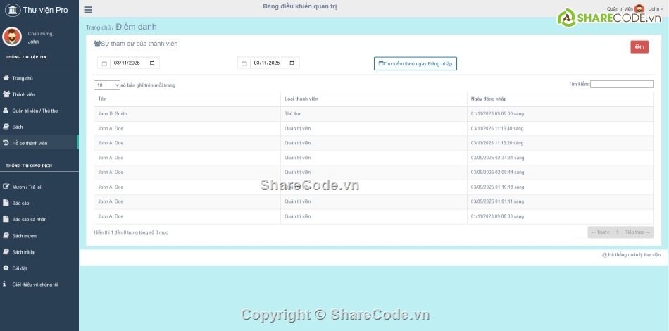 Hệ thống quản lý,PHP nâng cao,quản lý thư viện PHP