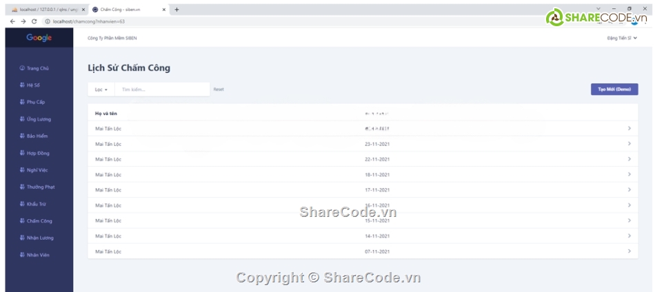 quản lý nhân sự,Laravel,đầy đủ chức năng