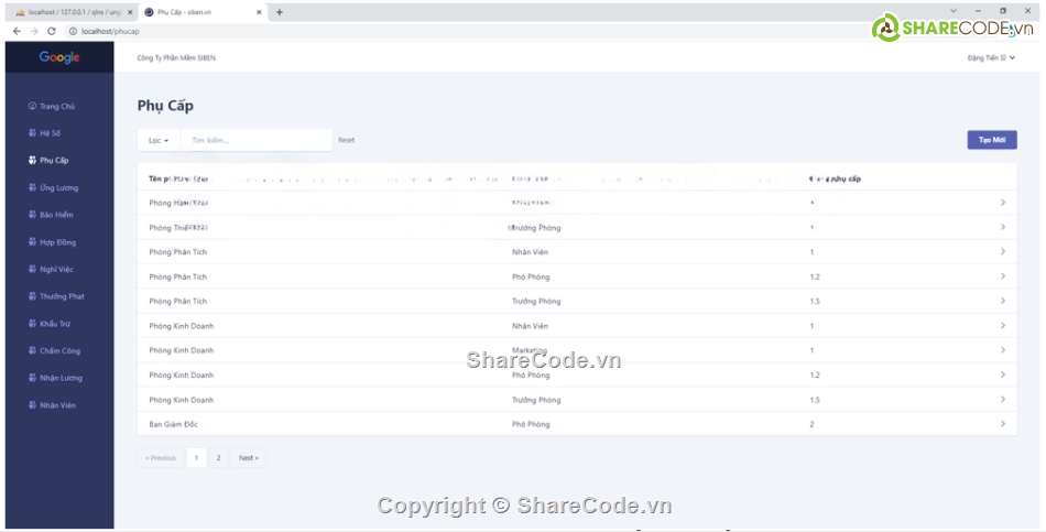quản lý nhân sự,Laravel,đầy đủ chức năng