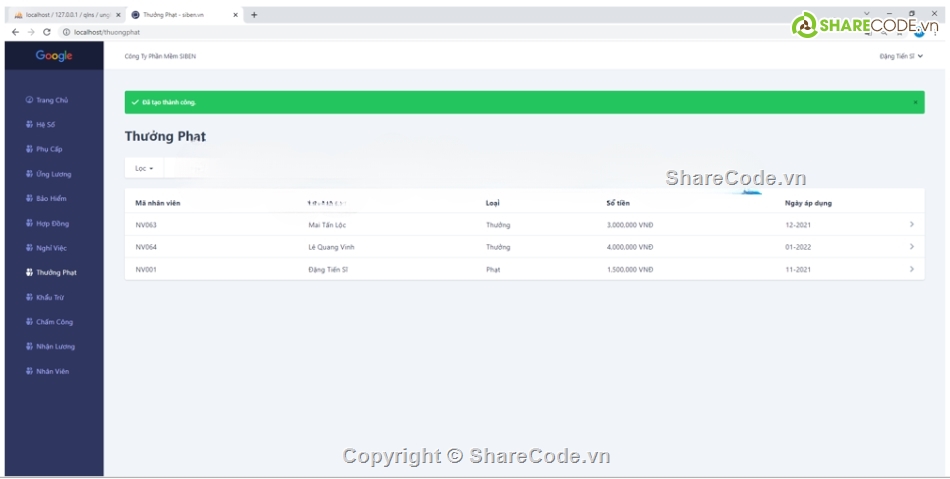 quản lý nhân sự,Laravel,đầy đủ chức năng