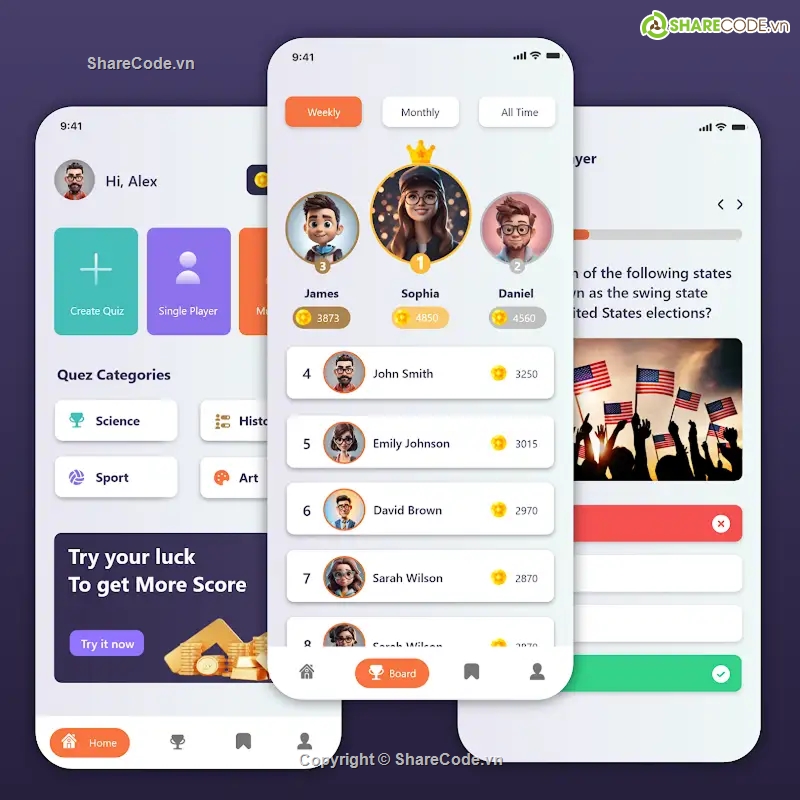 Quiz app,app trắc nghiệm,app mobile,đồ án mobile app,ứng dụng android,app android