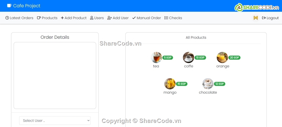 quán lý cà phê,đồ án php,website cà phê
