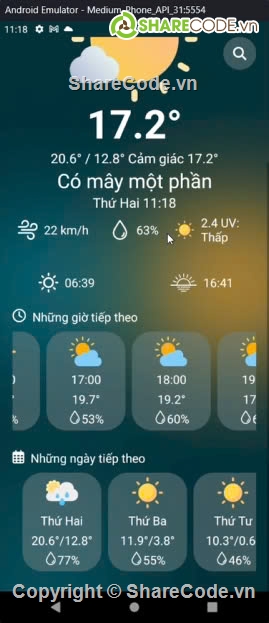 Dự báo thời tiết,App thời tiết,code android dự báo thời tiết