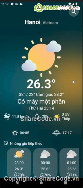 Dự báo thời tiết,App thời tiết,code android dự báo thời tiết
