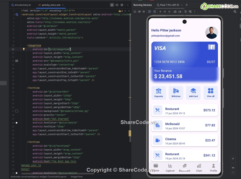 App Android,quản lý tài chính,Giao diện đẹp,Finance App,Kotlin,quản lý đại lý