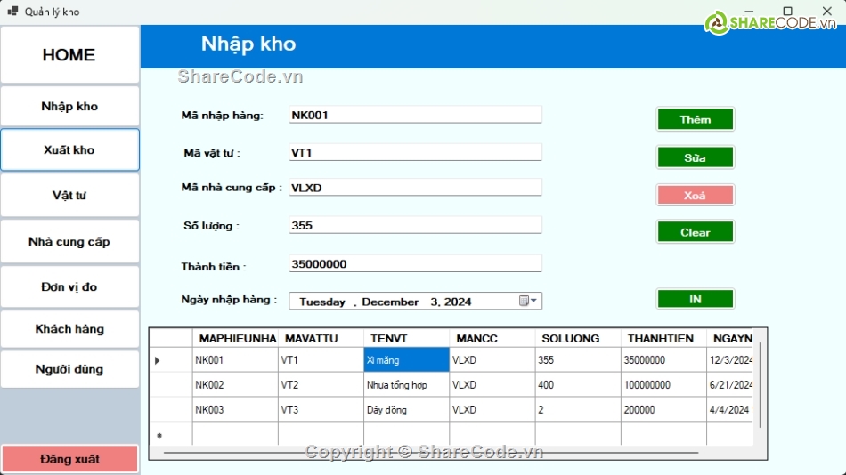 Đồ án C#,Phần mềm quản lý kho,quản lý kho,Full Database,SQL Server,Winform