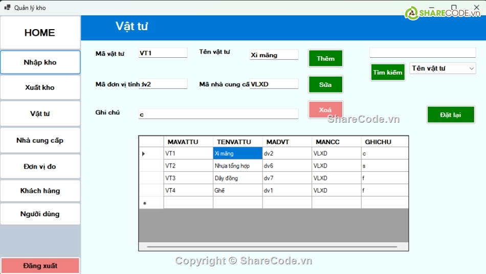 Đồ án C#,Phần mềm quản lý kho,quản lý kho,Full Database,SQL Server,Winform