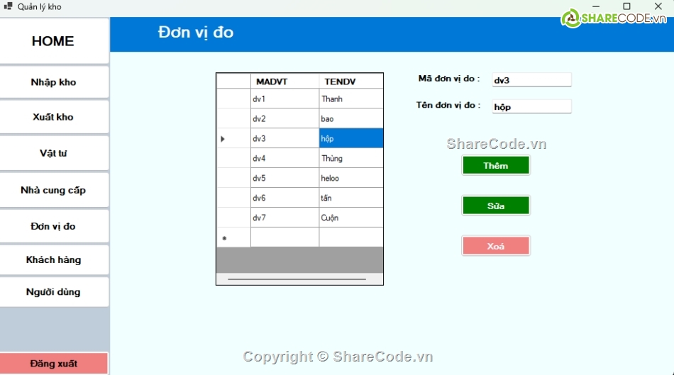 Đồ án C#,Phần mềm quản lý kho,quản lý kho,Full Database,SQL Server,Winform