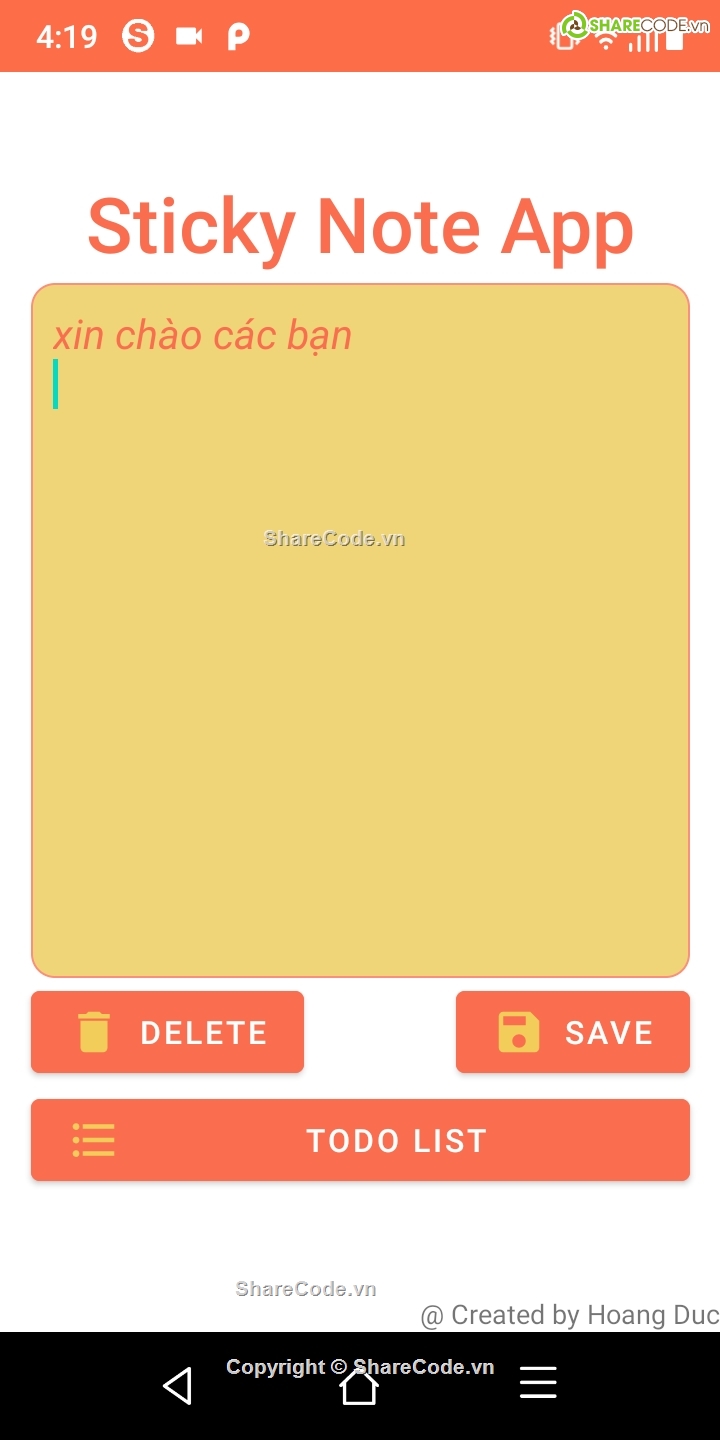 code app ứng dụng ghi chú,ứng dụng note,android ghi chú,Sharecode StikyNote,code StikyNote