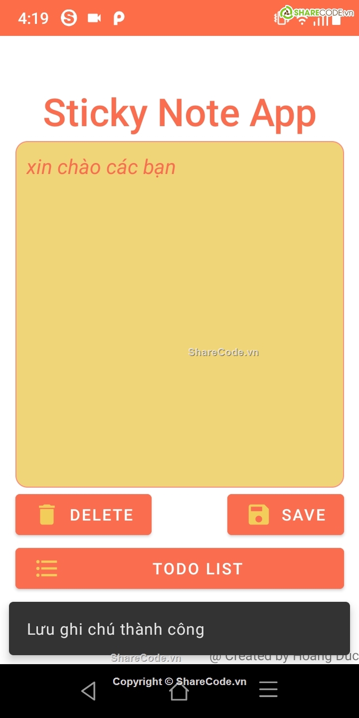 code app ứng dụng ghi chú,ứng dụng note,android ghi chú,Sharecode StikyNote,code StikyNote