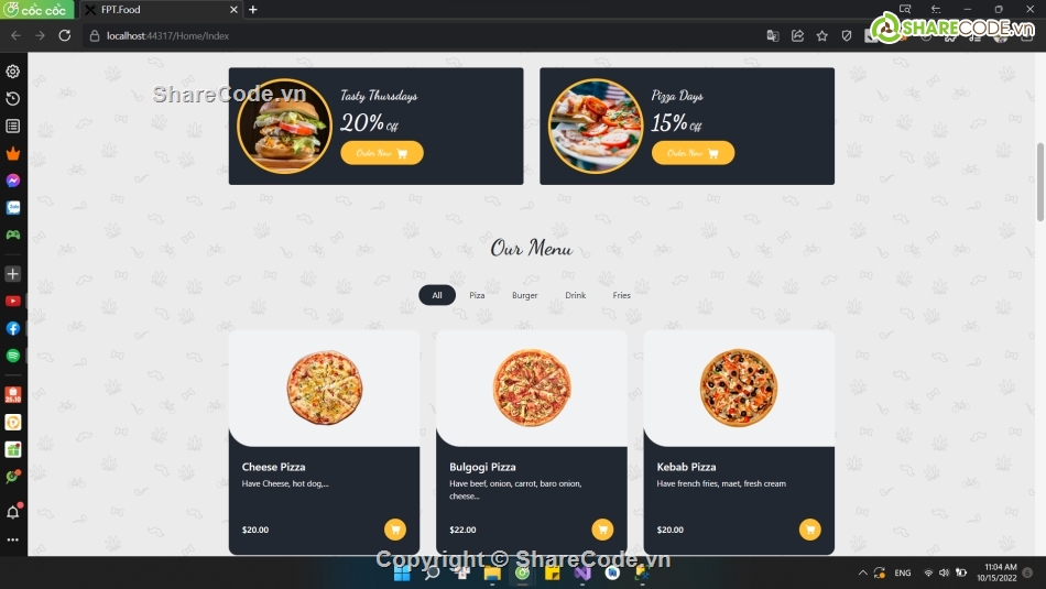 Website đồ ăn,website bán hàng,Code website đặt đồ ăn online,source code website đặt đồ ăn