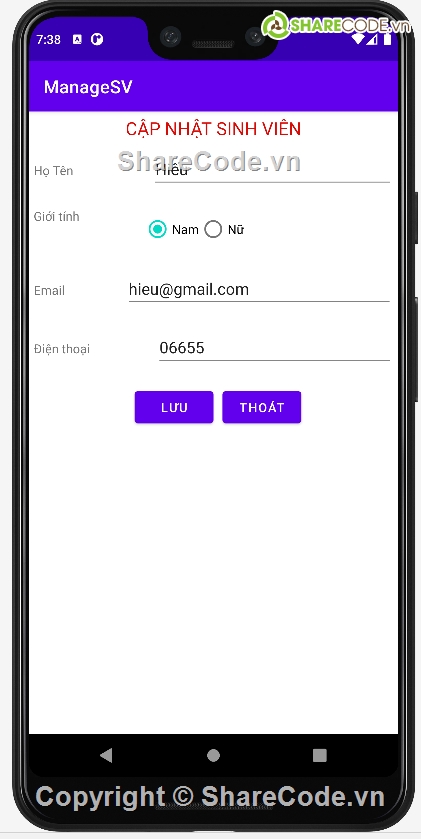 quản lí sinh viên,quản lý sinh viên android,code adr,code android  quản lý sinh viên,Code quản lý sinh viên