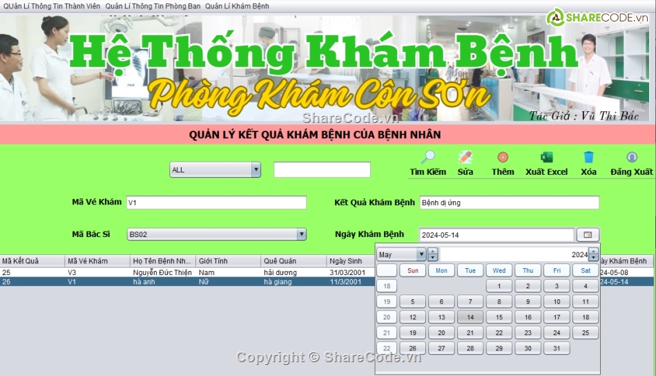 hệ thống khám bệnh,hệ thống quản lí khám bệnh,java swing,đồ án,phần mềm quản lí,java