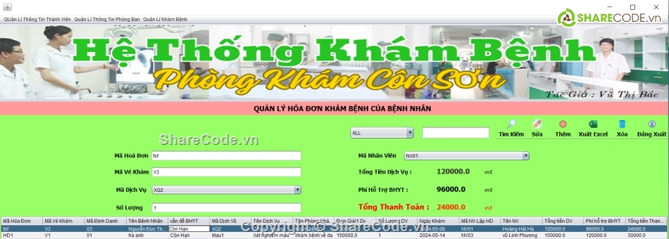 hệ thống khám bệnh,hệ thống quản lí khám bệnh,java swing,đồ án,phần mềm quản lí,java