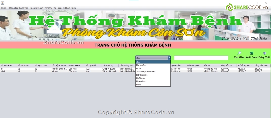 hệ thống khám bệnh,hệ thống quản lí khám bệnh,java swing,đồ án,phần mềm quản lí,java