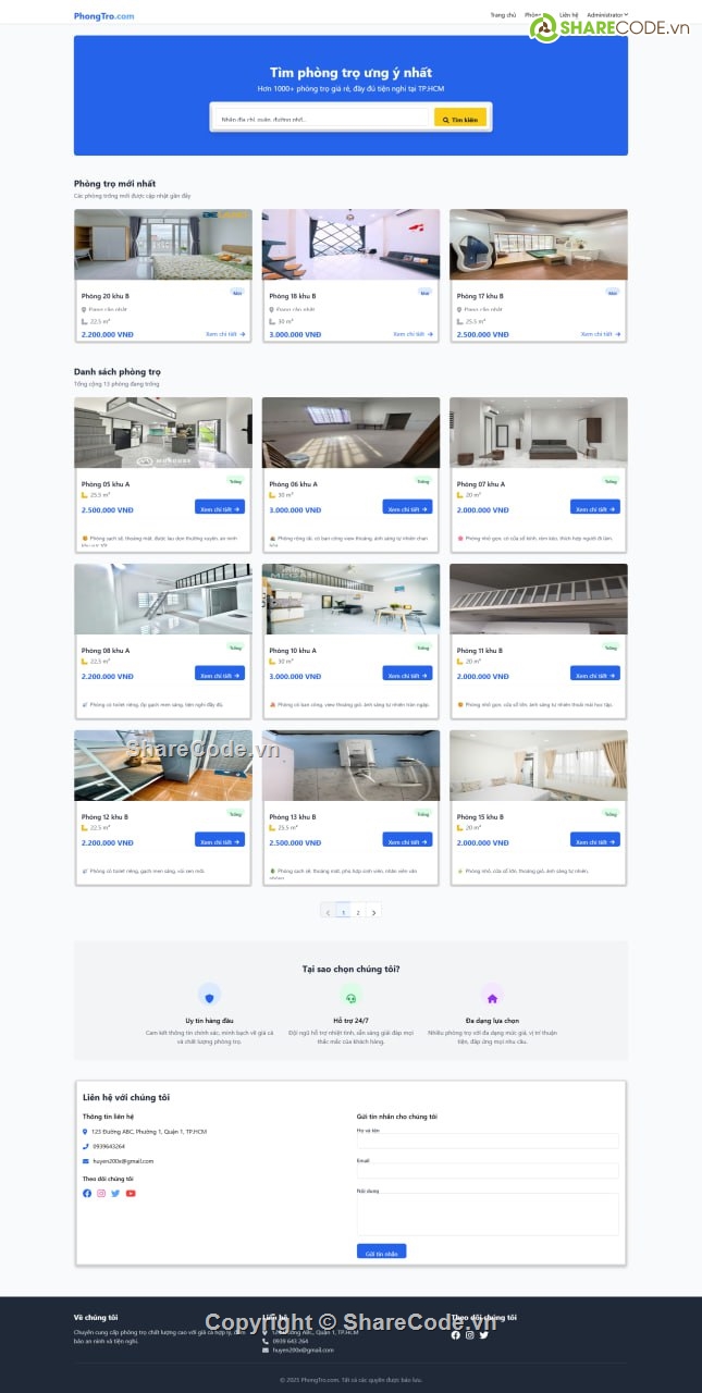code tìm phòng trọ,quản lý trọ php mysql,code đồ án php