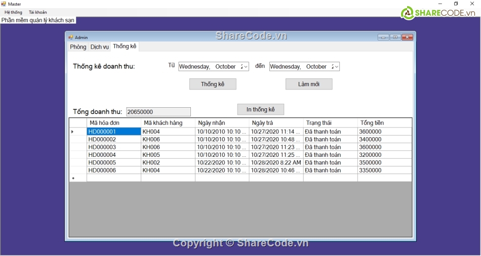 Code quản lý,quản lý khách sạn C#,quản lý khách sạn winform .net,quản lý đặt phòng khách sạn