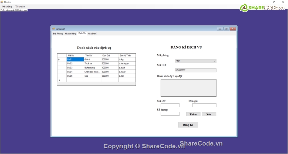 Code quản lý,quản lý khách sạn C#,quản lý khách sạn winform .net,quản lý đặt phòng khách sạn