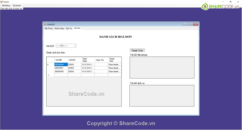 Code quản lý,quản lý khách sạn C#,quản lý khách sạn winform .net,quản lý đặt phòng khách sạn