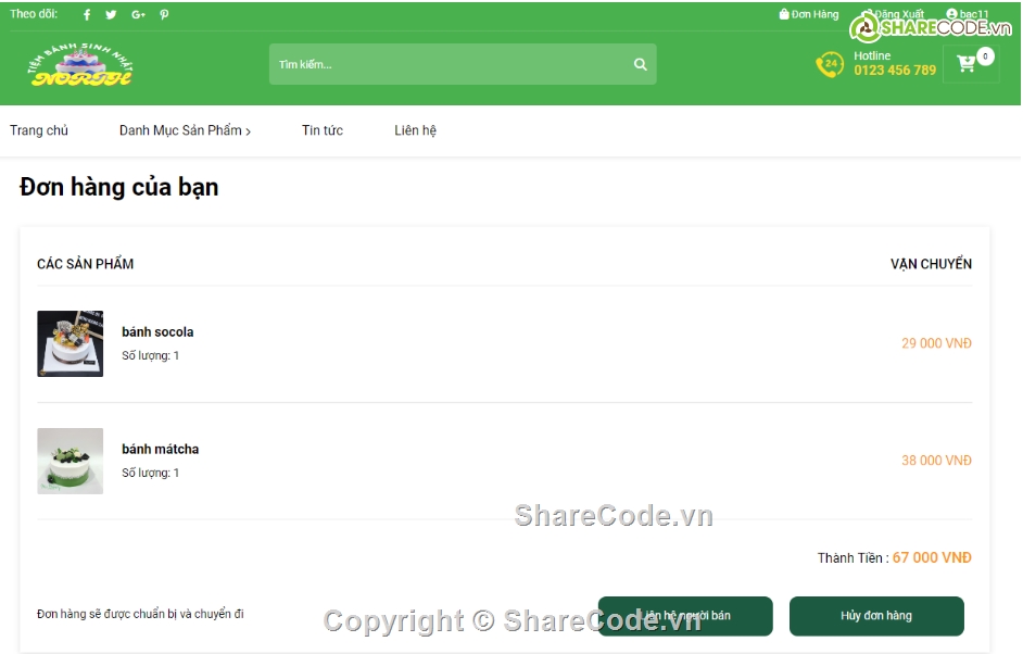 Source code Website,web bánh bánh,đồ án,php mysql,Bán hàng,website bán hàng